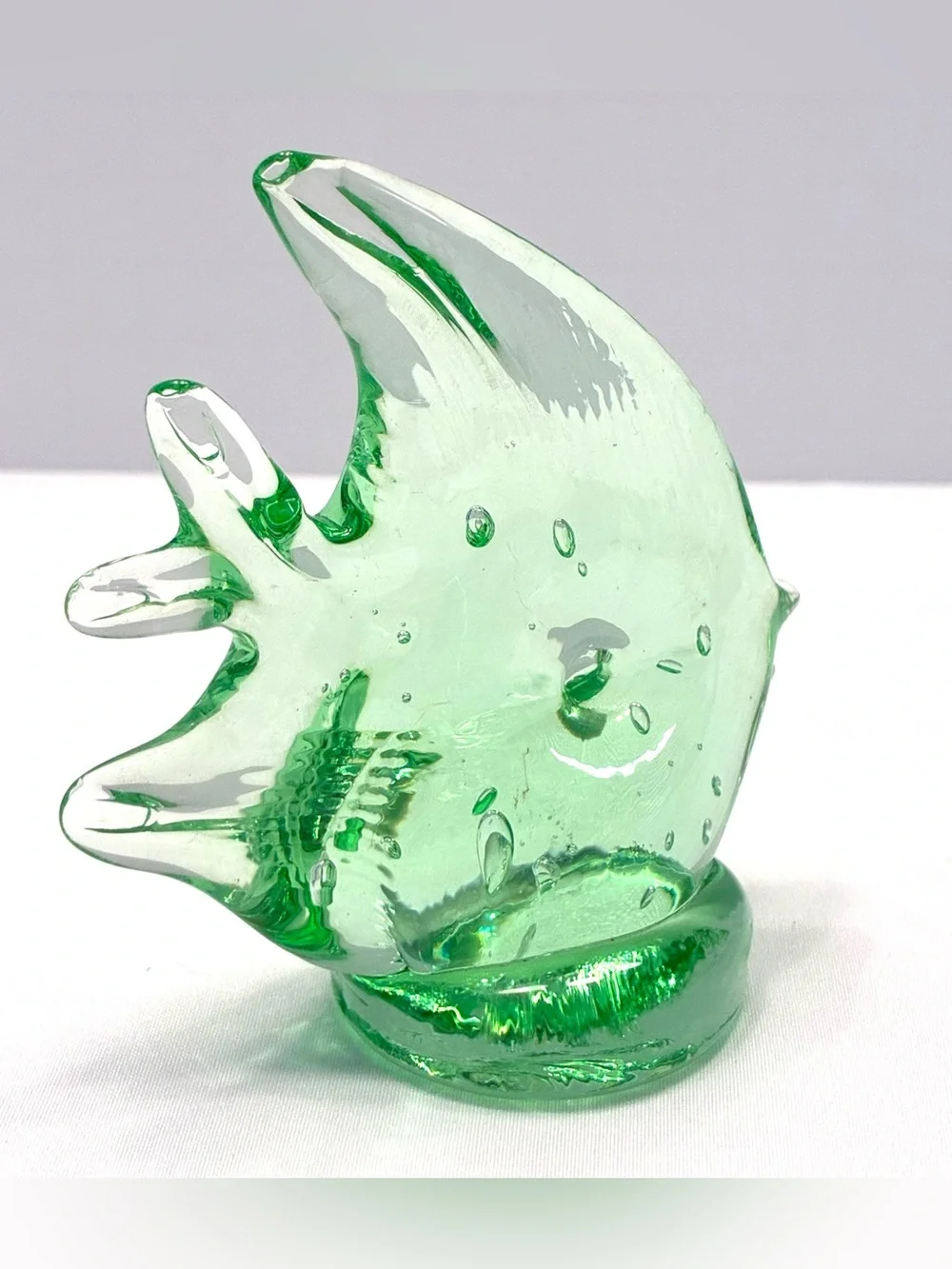 Green glass angel fish figurine
